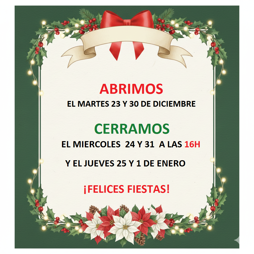 HORARIO FIESTAS NAVIDAD 2025